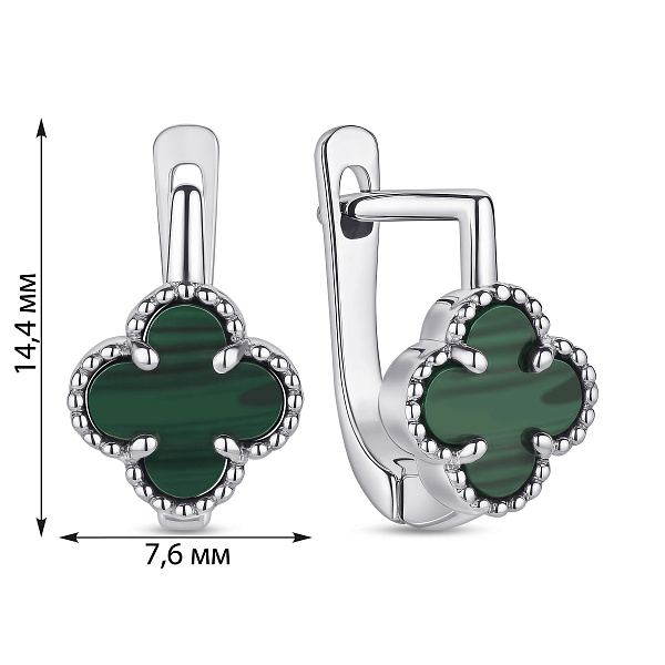Серебряные серьги с малахитом  (арт. 7502/4537/8млх) – изображение 2