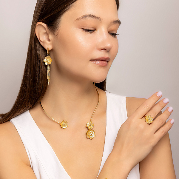 Золотые серьги Francelli Цветы (арт. 1091681ж) – изображение 5