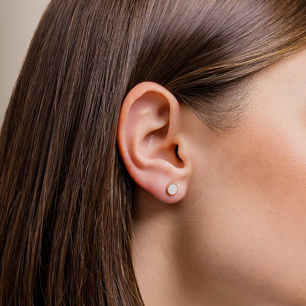 Сережки з червоного золота Лýна з емаллю (арт. 111274еп) – зображення 4