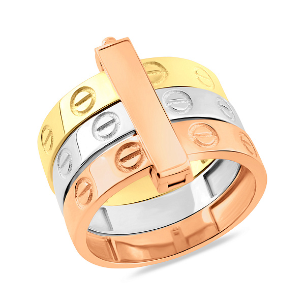 Массивное кольцо из комбинированного золота (арт. 156115кбж) – изображение 1