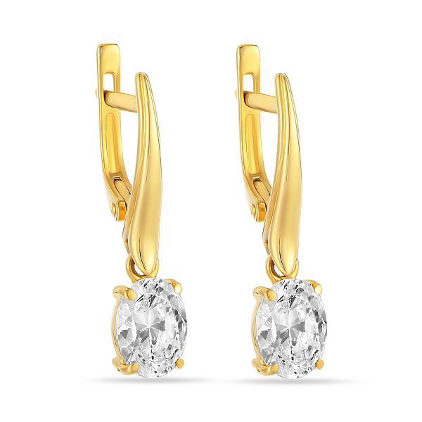 Серьги-подвески из желтого золота с фианитами (арт. 110221ж) – изображение 1