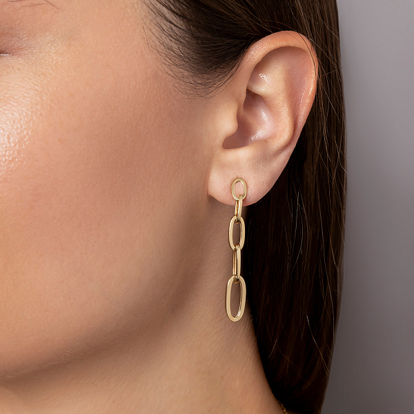 Золотые серьги-пусеты Звенья (арт. 1091944ж) – изображение 2