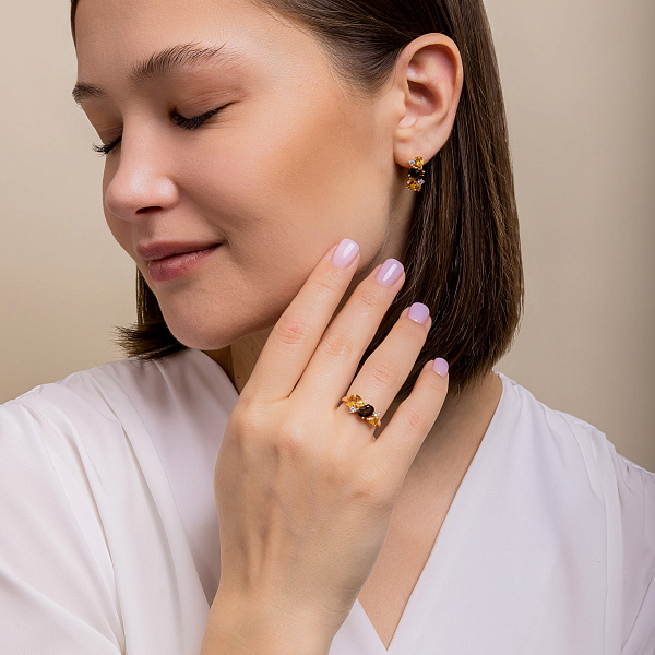 Золотые серьги с кварцем и цитрином (арт. 111256Пкрц) – изображение 4