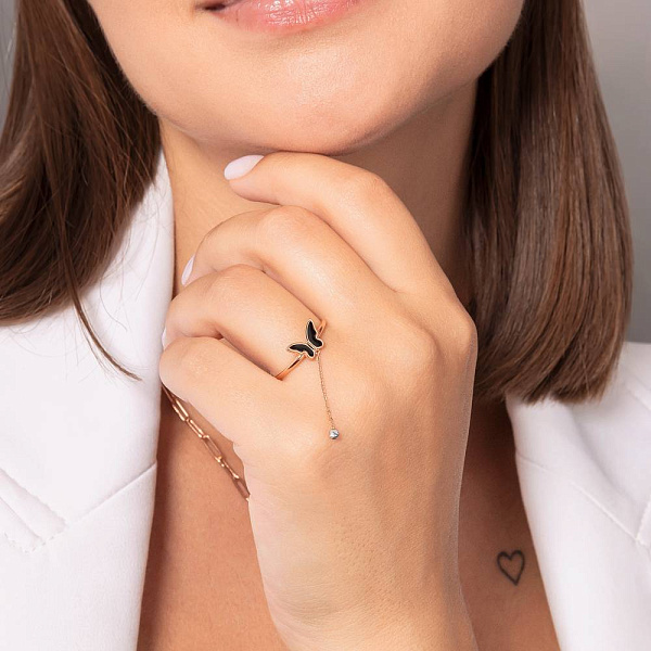 Золота каблучка Метелики з підвіскою (арт. 141221еч) – зображення 3