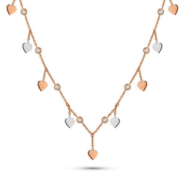 Золотое колье Сердца с фианитами (арт. 352993р) – изображение 1