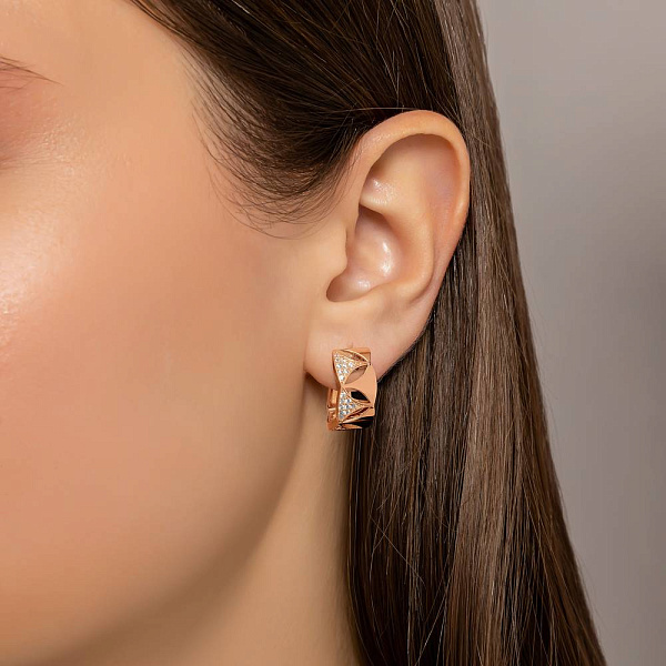 Сережки з червоного золота з фіанітами (арт. 1091701) – зображення 2