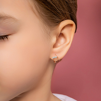 Дитячі сережки Кошенята з червоного золота (арт. 110918)