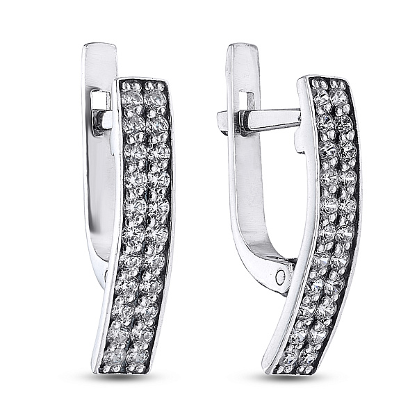 Серебряные серьги с фианитами (арт. 7902/5752/1-ч) – изображение 1