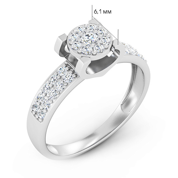 Кольцо из белого золота с бриллиантами (арт. К011300050б) – изображение 2