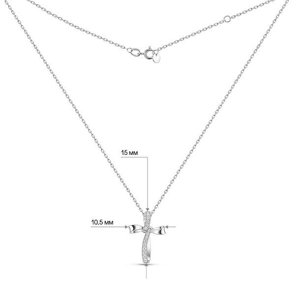 Кольє Хрестик з білого золота з діамантами (арт. Ц011468005б) – зображення 4