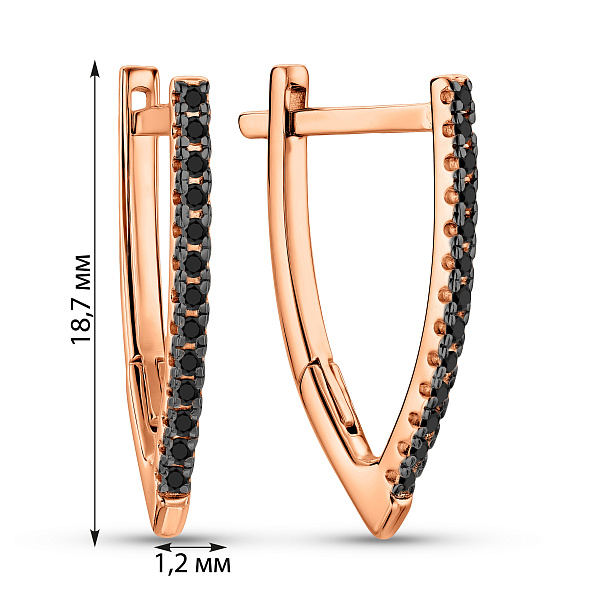 Серьги из красного золота с черными бриллиантами (арт. С011191015ч) – изображение 5
