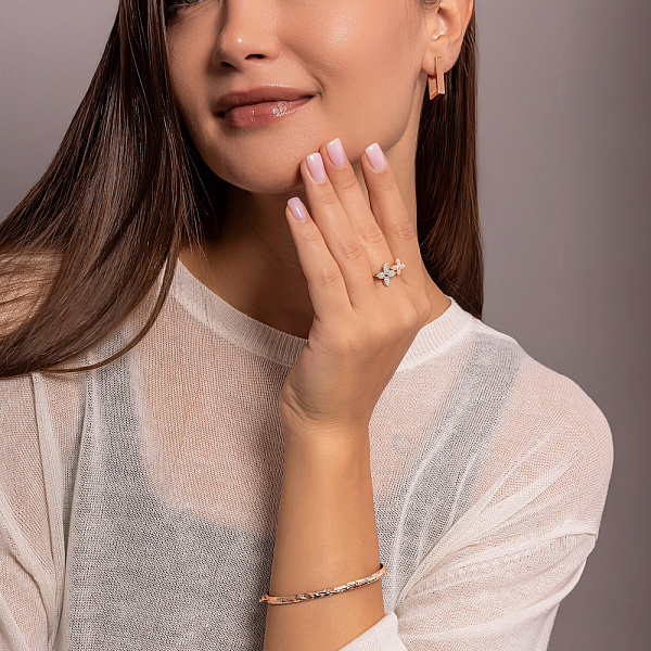 Золотое кольцо с фианитами (арт. 141442) – изображение 9