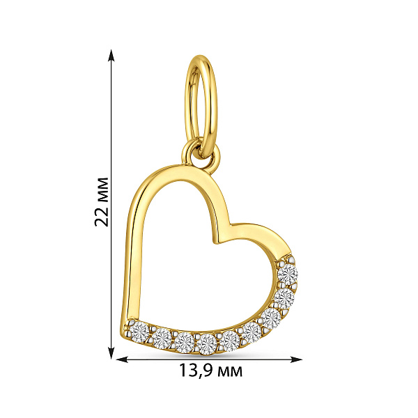 Золотая подвеска Сердечко с фианитами (арт. 420857ж) – изображение 3