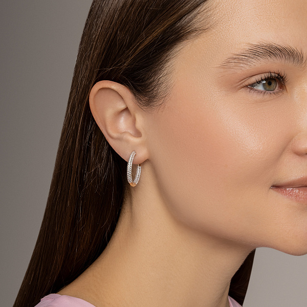 Золотые серьги кольца с фианитами (арт. 110428) – изображение 3