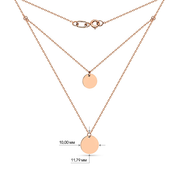 Багатошарове кольє "Монети" з червоного золота (арт. 352116) – зображення 4