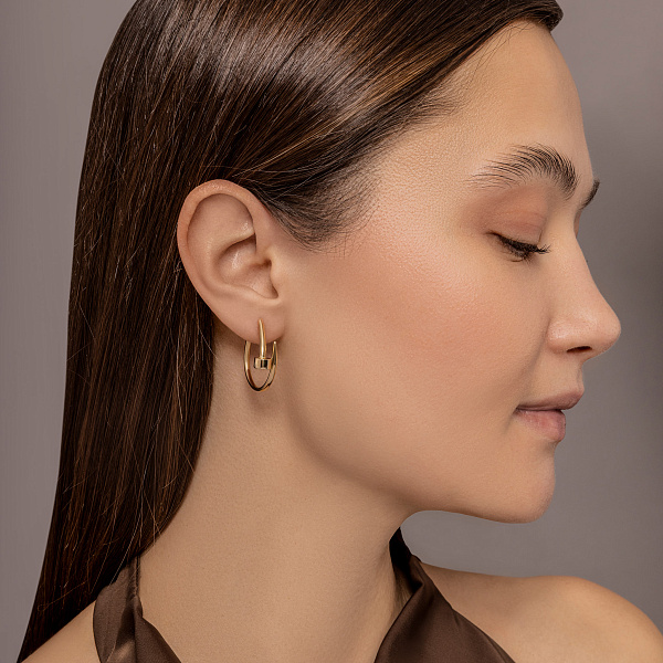 Сережки з жовтого золота без каміння (арт. 104996/25ж) – зображення 4