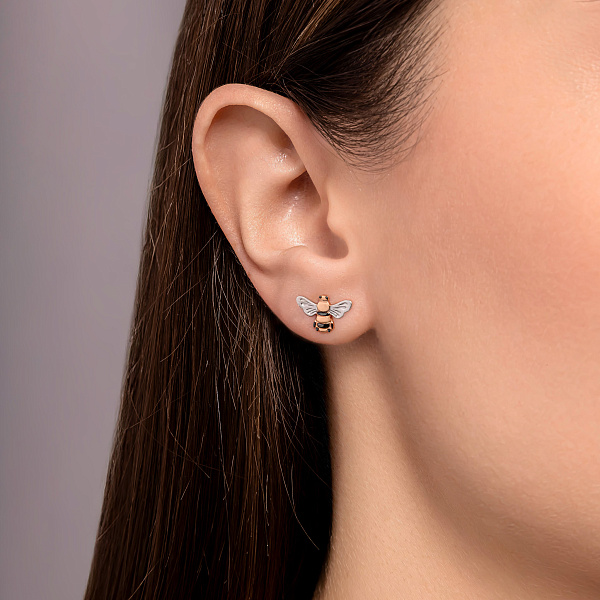 Серьги пусеты Пчела из красного золота (арт. 110385) – изображение 2