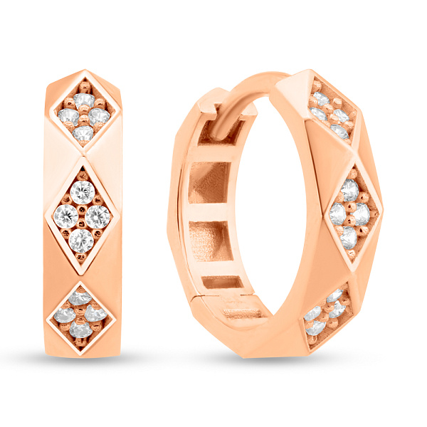 Серьги-кольца золотые с фианитами (арт. 1091522/15) – изображение 1