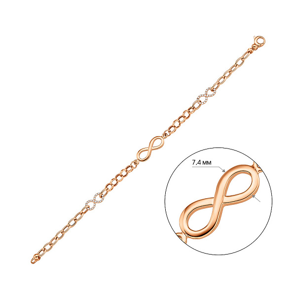 Золотий браслет Нескінченність з фіанітами (арт. 326417) – зображення 4