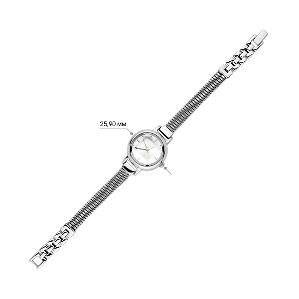 Серебряные часы на узком ремешке без камней  (арт. 7526/277) – изображение 2