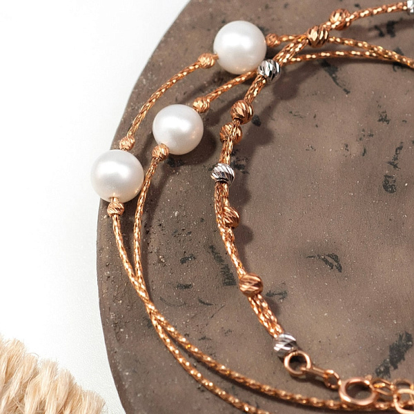 Браслет с жемчугом Orbit из красного золота (арт. 323335прлб) – изображение 2