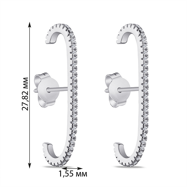 Серьги серебряные с дорожкой из фианитов (арт. 7518/5958) – изображение 2