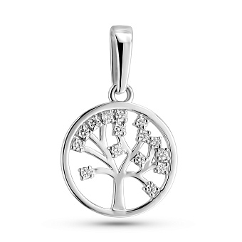 Кулон з білого золота Дерево життя з діамантами (арт. П011372005б)