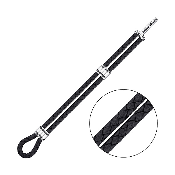 Браслет из кожи с серебряными вставками (арт. 7609/598Б) – изображение 1