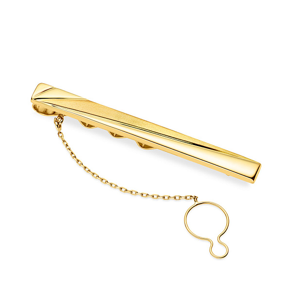 Матовый зажим для галстука из желтого золота  (арт. 200041жм) – изображение 1