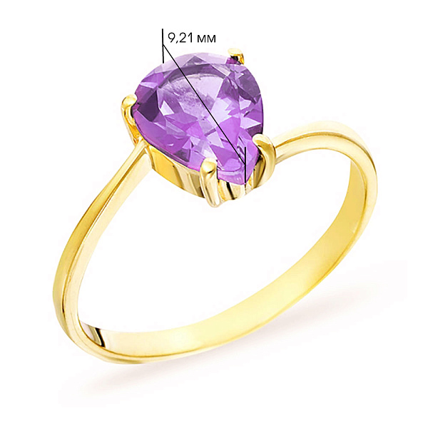 Каблучка золота з аметистом (арт. 140467Пжа) – зображення 2