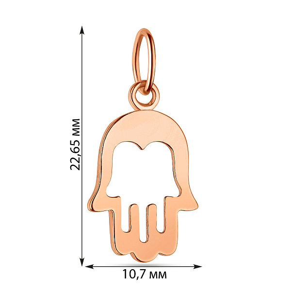 Золотой кулон "Хамса" без камней (арт. 424395) – изображение 2
