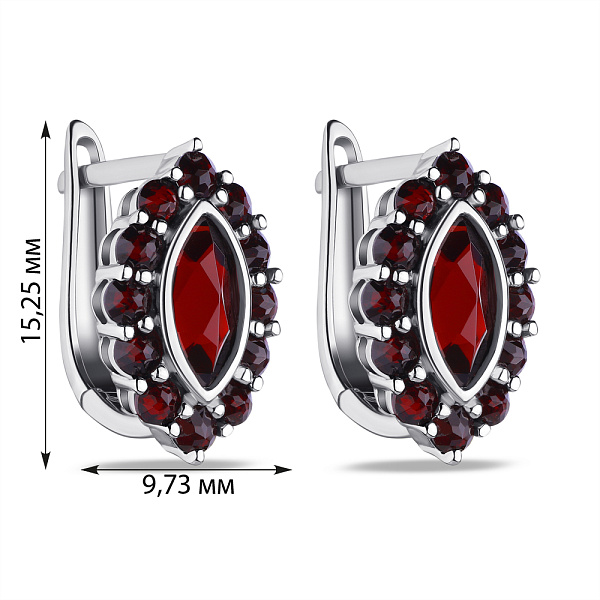 Серебряные серьги с гранатом  (арт. 7502/3999Г) – изображение 2