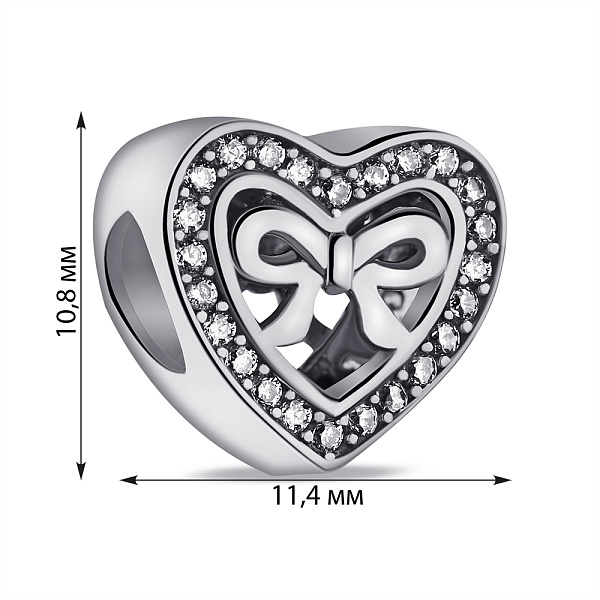 Серебряный шарм Сердце с фианитами (арт. 7903/П5Ф/796) – изображение 2