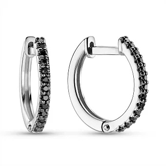 Золоті сережки кільця з діамантами (арт. С011816010бч)