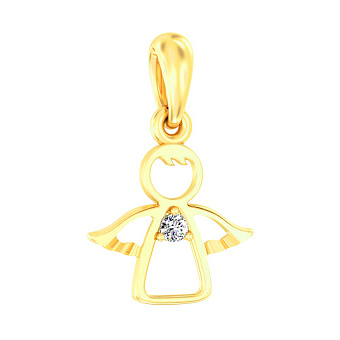 Подвеска Ангел из желтого золота с фианитом (арт. 440646ж)