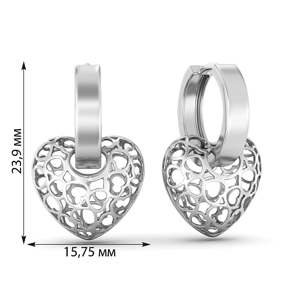Сережки з білого золота Сердечка (арт. 1101026б) – зображення 2