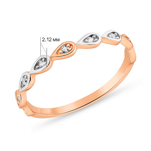 Золотое кольцо с родированием и фианитами (арт. 155291р) – изображение 2