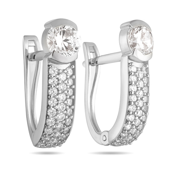 Сережки зі срібла з розсипом фіанітів  (арт. Х110139) – зображення 1