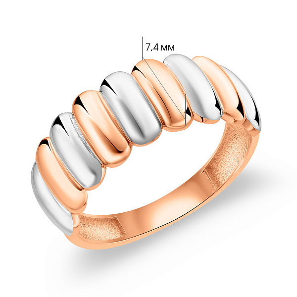 Золотое кольцо в красном и белом цвете металла (арт. 155627кб) – изображение 8
