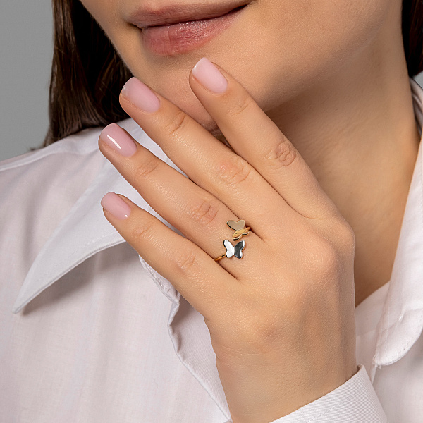 Золота каблучка «Метелики» (арт. 141059жб) – зображення 4