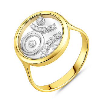 Фото Массивное золотое кольцо с фианитами (арт. 152960ж)