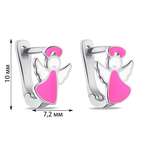 Серебряные детские серьги Ангел с эмалью (арт. 7502/9759ебр) – изображение 2