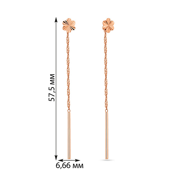 Золотые серьги-протяжки без камней (арт. 108651) – изображение 2
