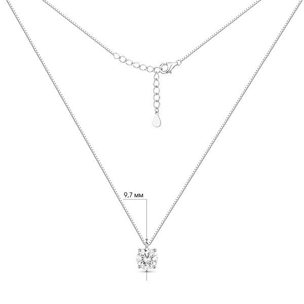 Серебряное колье с подвеской с фианитом (арт. 7507/2599) – изображение 3