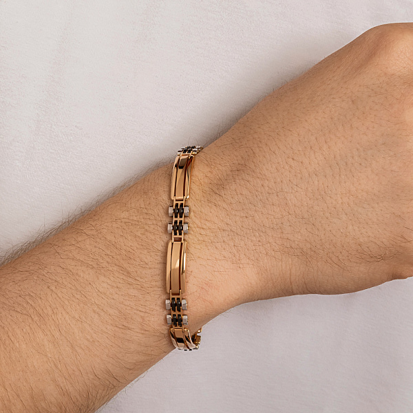 Золотий чоловічий браслет з оніксом (арт. 324828кбом) – зображення 2