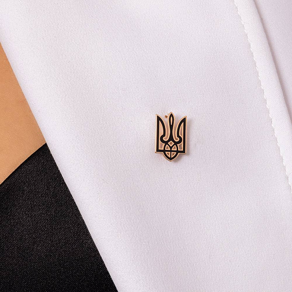 Золотой значок Герб Украины-Трезубец с эмалью (арт. 360236еч) – изображение 2