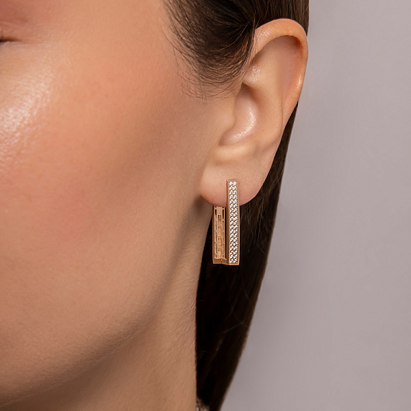 Серьги из красного золота с фианитами (арт. 1091915) – изображение 4