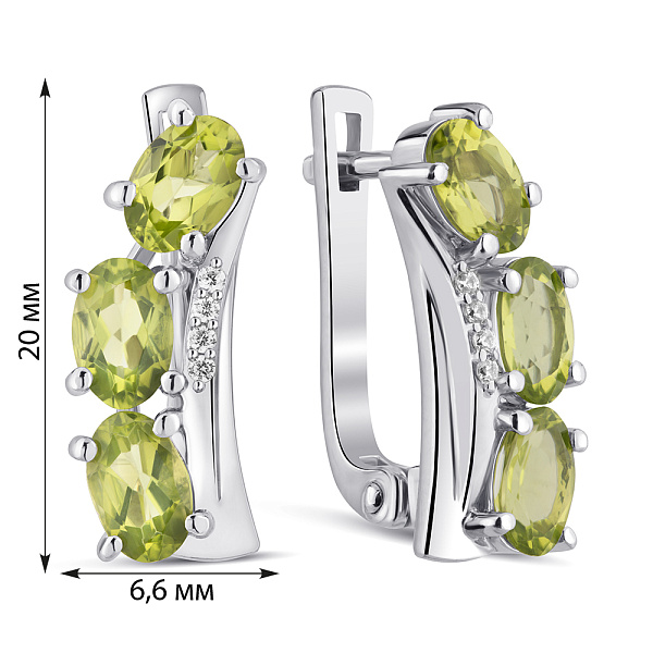 Серьги из серебра с хризолитами и фианитами (арт. 7502/2193883Хрз) – изображение 2