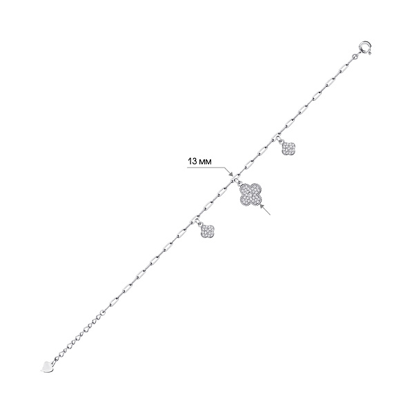 Серебряный браслет Клевер с фианитами (арт. 7509/4098) – изображение 2