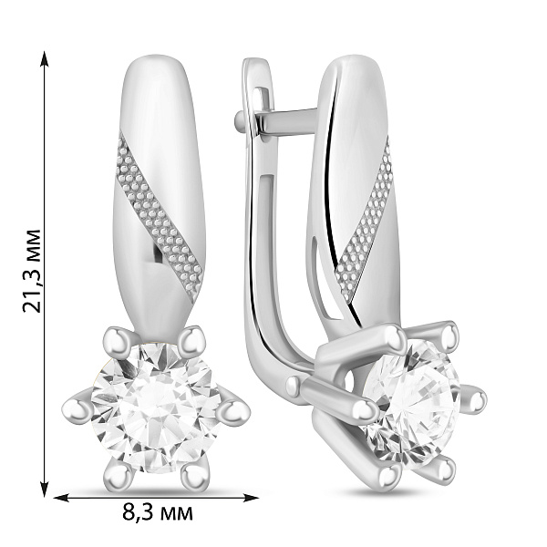 Серьги из белого золота с фианитами (арт. 116400б) – изображение 2